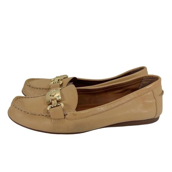 Kate Spade Carson Leather Loafers Beige Tan Flats Driving Shoes - Picture 2 of 10